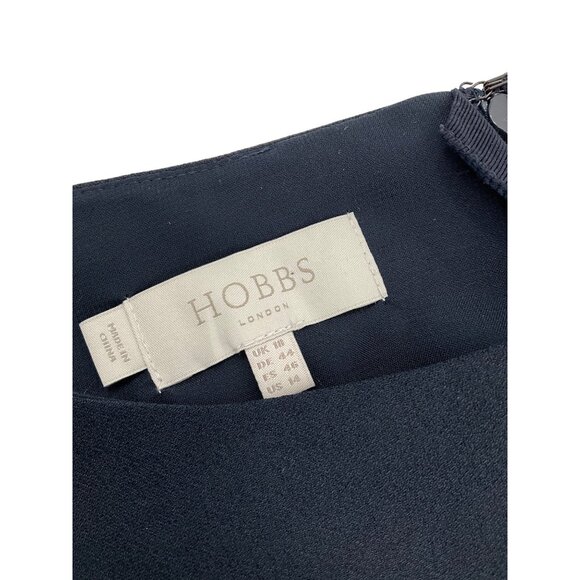 Hobbs London Navy Blue Bell Sleeve Shift Dress Womens UK 18 US 14 lined classic - Picture 3 of 8